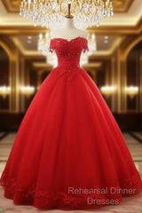 Beautiful Red Tulle Sweet 16 Gowns, Semi Formal Prom Gowns, Red Party Dress