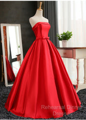Beautiful Satin Scoop Floor Length Ball Semi Formal Prom Dress , Dark Red Sweet 16 Gown
