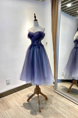 Beautiful Sweetheart Tulle With Lace Short Semi Formal Prom Dress, Purple Homecoming Dresses