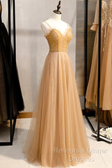 Beautiful Tulle Beaded Sweetheart Party Dress, A-Line Tulle Floor Length Semi Formal Prom Dress
