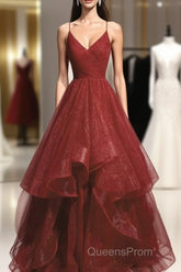 Beautiful Wine Red Velvet Straps V-Neckline Party Dress Evening Prom Dress, Long Evening Dress