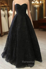 Black A Line Semi Formal Prom Dresses Beaded Formal Evening Gown H4038