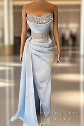 Blue Mermaid Sheer Corset Split Dress