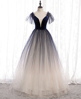Blue Tulle Long Prom Dress Blue Tulle Formal Dress
