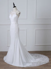 Precious Spaghetti Strap Lace Mermaid Wedding Dresses