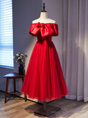 Burgundy Tulle Off the Shoulder Short Prom Dress