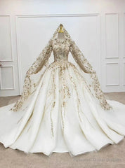 Champagne Ball Gown Tulle Halter Backless Sequins Beading Wedding Dress