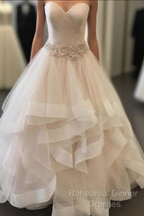 Champagne Sweetheart Tulle Long Semi Formal Prom Dress, Evening Dress