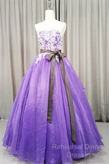 Charming Handmade Organza Purple Sweet 16 Gown, Party Dress
