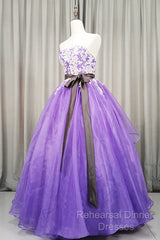 Charming Handmade Organza Purple Sweet 16 Gown, Party Dress