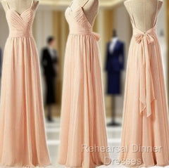 Cheap Junior Pleating Chiffon Spaghetti Strap Sweetheart Backless Floor-Length Maxi Bridesmaid Dresses,