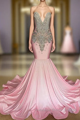 Chic High-neck Sleeveless Mermaid Semi Formal Prom Dresses With Beading