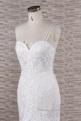 Chic Long Mermaid Sweetheart Spaghetti Strap Appliques Lace Wedding Dresses