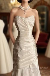 Chic Mermaid Sweetheart Taffeta Ivory Long Wedding Dress Bridal Dresses