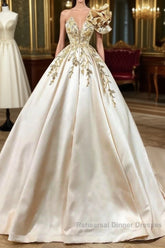 Classy Long A-Line Sweetheart Crystal Satin Ruffles Wedding Dresses