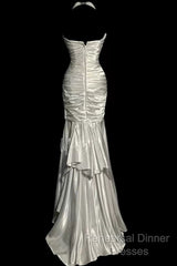 Classy Mermaid Sweetheart Lace Ivory Long Evening Gowns Semi Formal Prom Dress