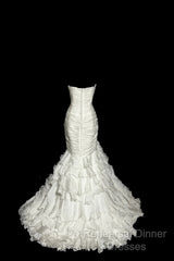 Classy Mermaid Sweetheart Tulle Ivory Long Wedding Dress Bridal Dresses