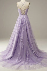 Custom Made  Lace Lilac Semi Formal Prom Dresses Violet Purple Long Evening Dress