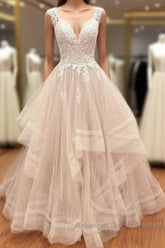 Custom Made Tulle Lace Long Semi Formal Prom Gown, Lace Evning Dress