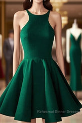 Cute Green Backless Short Semi Formal Prom Dress, Green Homecoming Dress