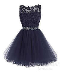Cute Lace Short Semi Formal Prom Dress, Lace Homecoming Dress