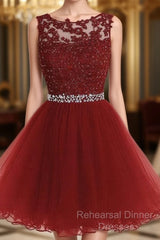 Cute Lace Short Semi Formal Prom Dress, Lace Homecoming Dress