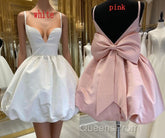 Cute V-Neck Short Party Cocktail Dress with Bow