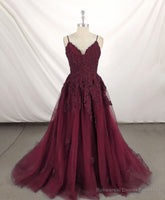 Dark Blue V Neck Tulle Lace Long Prom Dress Blue Lace Bridesmaid Dress