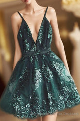 Dark Green Homecoming Dresses,Short Hoco Dress