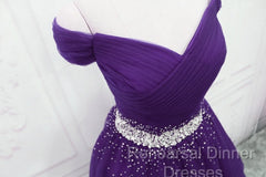 Dark Purple Tulle Long Semi Formal Prom Dresses, Beautiful Junior Semi Formal Prom Dress