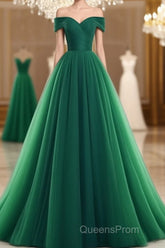 Tulle Off Shoulder Floor Length Party Dress, Long Evening Prom Dress, Evening Prom Dress