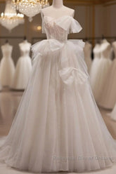 Elegant And Noble Ivory Sleeveless Off Shoulder Beaded Bow Evening Dress Ivory Thin Shoulder Strap Off Back Strap Semi Formal Prom Dress