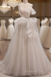 Elegant And Noble Ivory Sleeveless Off Shoulder Beaded Bow Evening Dress Ivory Thin Shoulder Strap Off Back Strap Evening Prom Dress