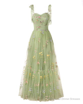 Elegant Embroidery Prom Dresses Sweetheart Spaghetti Straps A Line Party Dress Long Simple Formal Dress