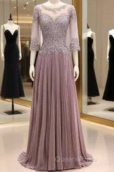 Elegant Lace Jewelry Collar With 3/4 Sleeves Mother Of The Bride Dress