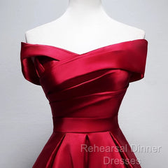 Elegant Off Shoulder Satin Knee Length Bridesmaid Dresses