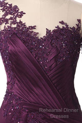 Elegant Plus Size Mermaid Long Sleeves Floor-Length Semi Formal Prom Dress With Lace Appliques