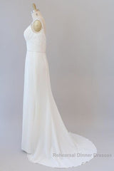 Elegant Ruffle Beading Chiffon Sheath Wedding Dresses