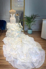 Elegant Sweetheart Lace Up Crystal Mermaid Wedding Dress