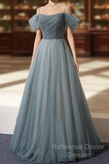Elegant Tulle Long A Line Semi Formal Prom Dress, Evening Dress