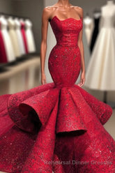 Fabulous Mermaid Strapless Sleeveless Long Semi Formal Prom Dress