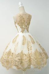 Fabulous White Homecoming Dress  Jewel Knee-Length Lace Appliques