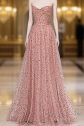 Fairy A Line Sweetheart Pink Long Tulle Semi Formal Prom Dresses 22Th Birthday Outfit