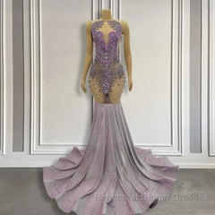 Purple Mermaid Semi Formal Prom Dresses Sleeveless with Long Beadings