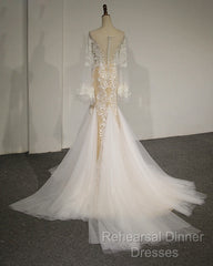 Flare Sleeve Sexy Mermaid Wedding Dress