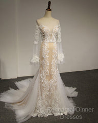 Flare Sleeve Sexy Mermaid Wedding Dress