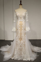 Flare Sleeve Sexy Mermaid Wedding Dress