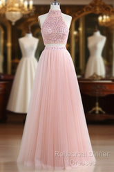 Floor-Length Tulle Sleeveless Semi Formal Prom Dresses