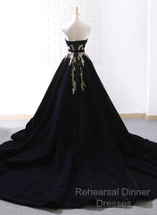 Glam Black Velvet Long Formal Gown With Gold Lace, Black Velvet Semi Formal Prom Dress Evening Dress