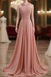 Glam Blush Pink Semi Formal Prom & Wedding Dress-Sweet 16 Chiffon Evening Gown For Graduation & Quinceanera